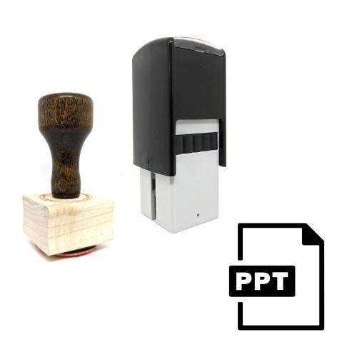 "PPT File" rubber stamp with 3 sample imprints of the image