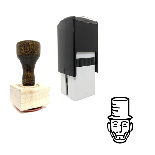 "Abraham Lincoln" rubber stamp with 3 sample imprints of the image