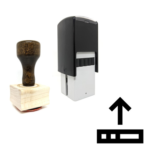 "Uploading" rubber stamp with 3 sample imprints of the image
