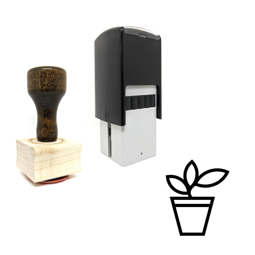 "Potted Plant" rubber stamp with 3 sample imprints of the image