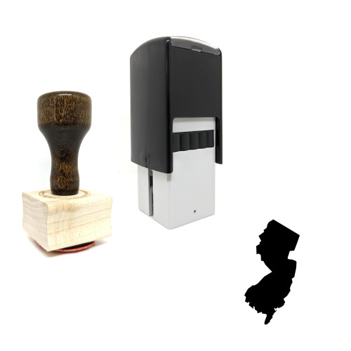 "New Jersey" rubber stamp with 3 sample imprints of the image