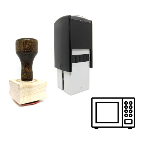 "Microwave" rubber stamp with 3 sample imprints of the image