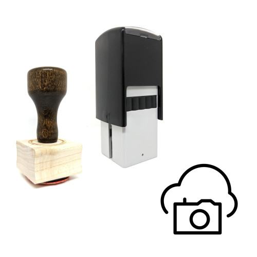 "Cloud Camera" rubber stamp with 3 sample imprints of the image