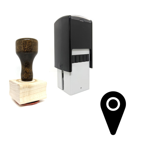 "Map Pin" rubber stamp with 3 sample imprints of the image