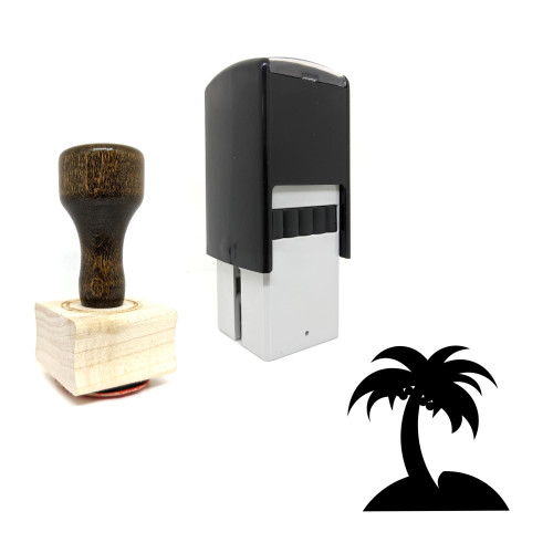 "Island" rubber stamp with 3 sample imprints of the image