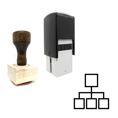"Flowchart" rubber stamp with 3 sample imprints of the image