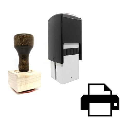 "Printer" rubber stamp with 3 sample imprints of the image