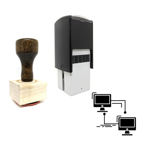 "Lan Network" rubber stamp with 3 sample imprints of the image
