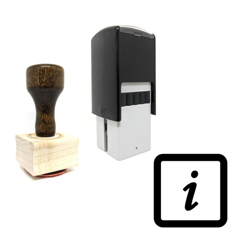 "Info" rubber stamp with 3 sample imprints of the image