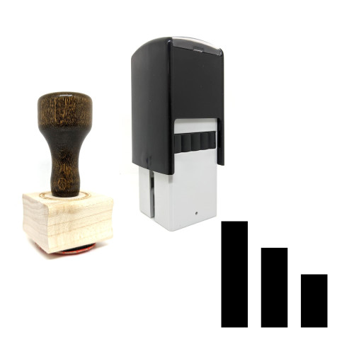 "Bar Chart Decline" rubber stamp with 3 sample imprints of the image