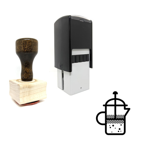 "French Press" rubber stamp with 3 sample imprints of the image