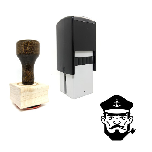 "Captain" rubber stamp with 3 sample imprints of the image