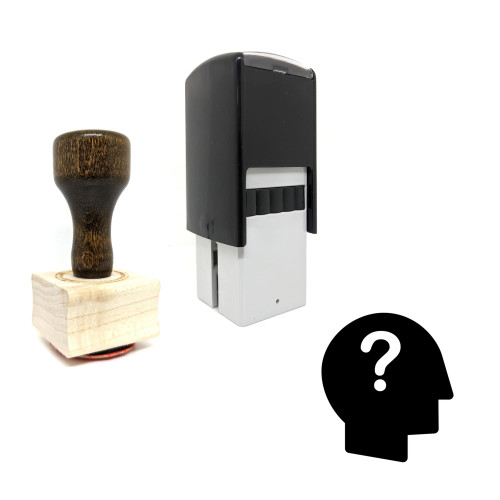 "Question" rubber stamp with 3 sample imprints of the image