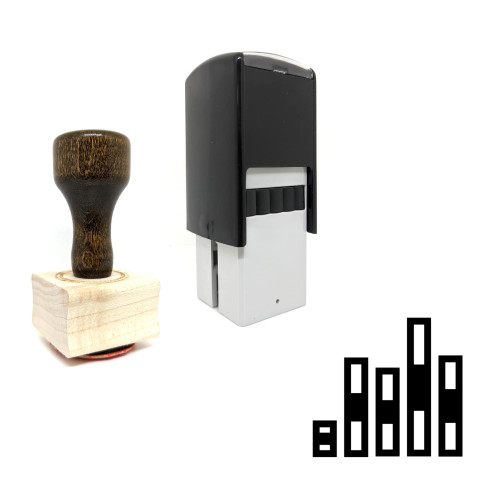 "Stacked Bar Graph" rubber stamp with 3 sample imprints of the image