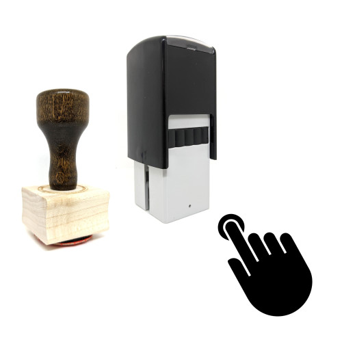 "Push Button" rubber stamp with 3 sample imprints of the image