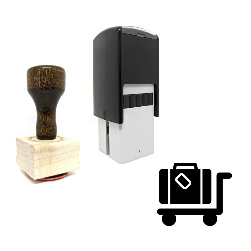 "Travel" rubber stamp with 3 sample imprints of the image