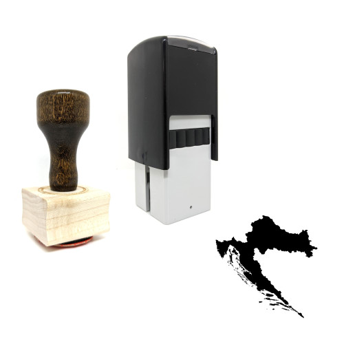 "Croatia Map" rubber stamp with 3 sample imprints of the image
