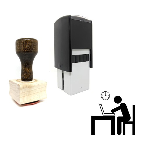 "Working" rubber stamp with 3 sample imprints of the image