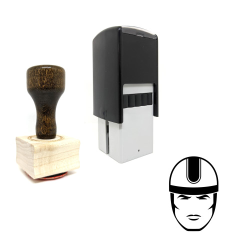 "Helmet" rubber stamp with 3 sample imprints of the image