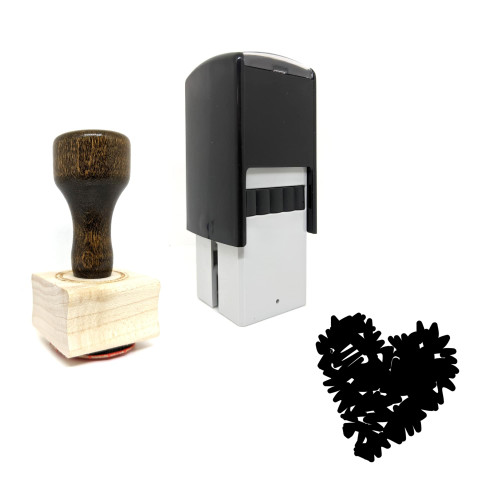 "Heart" rubber stamp with 3 sample imprints of the image