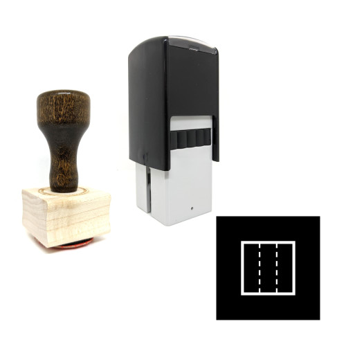 "Square Divided" rubber stamp with 3 sample imprints of the image