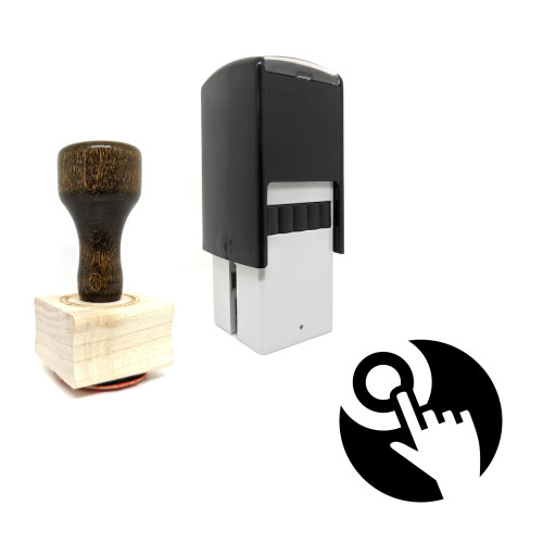 "Click" rubber stamp with 3 sample imprints of the image