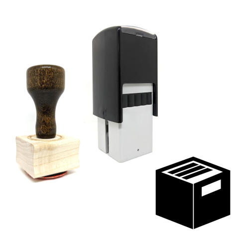 "Box" rubber stamp with 3 sample imprints of the image