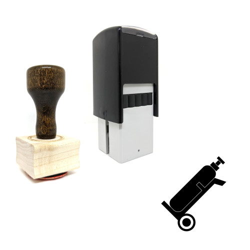 "Oxygen Tank" rubber stamp with 3 sample imprints of the image