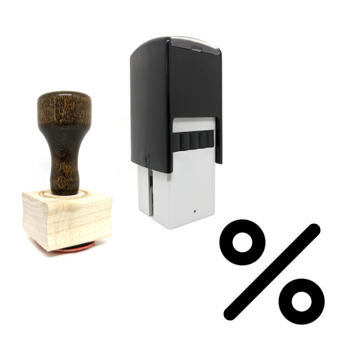"Percent" rubber stamp with 3 sample imprints of the image