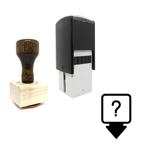 "Question" rubber stamp with 3 sample imprints of the image