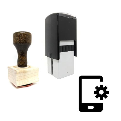 "Mobile Settings" rubber stamp with 3 sample imprints of the image