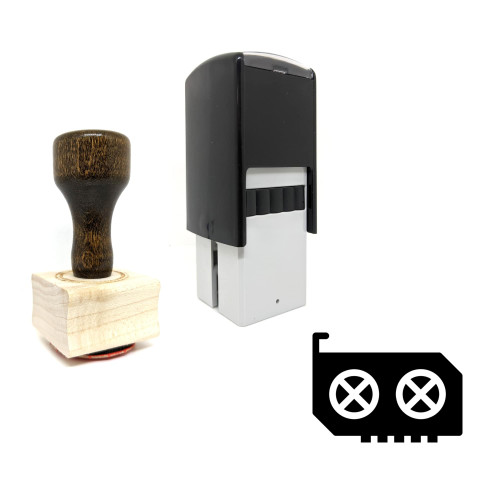 "Video Card" rubber stamp with 3 sample imprints of the image