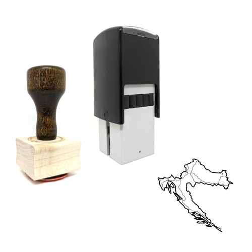 "Croatia" rubber stamp with 3 sample imprints of the image