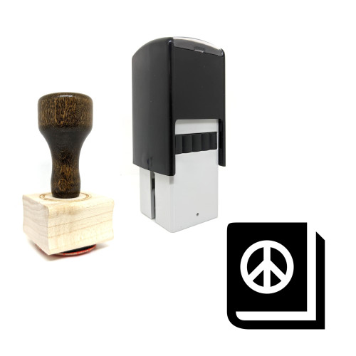 "Book Peace" rubber stamp with 3 sample imprints of the image