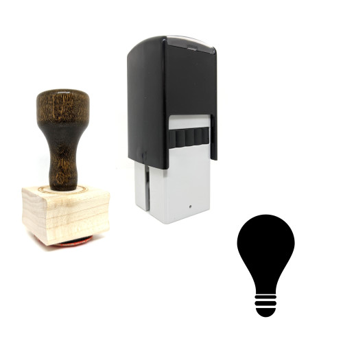 "Lightbulb" rubber stamp with 3 sample imprints of the image