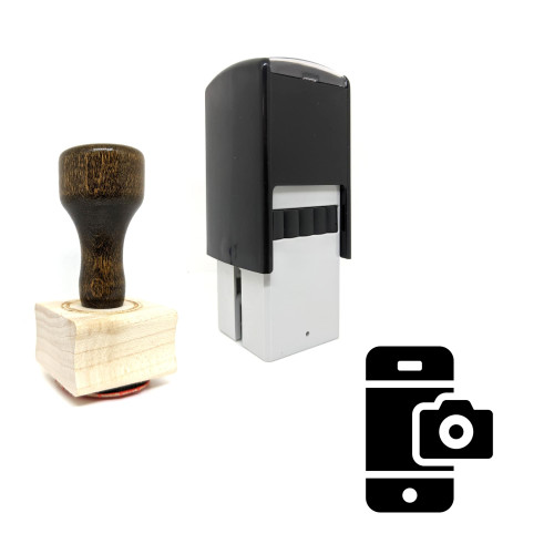 "Phone Camera" rubber stamp with 3 sample imprints of the image