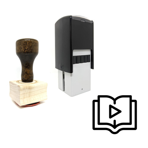 "Audio Book" rubber stamp with 3 sample imprints of the image