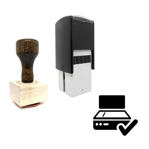 "Scanner Check" rubber stamp with 3 sample imprints of the image