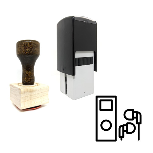 "Mp3 Player" rubber stamp with 3 sample imprints of the image