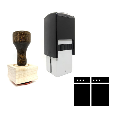 "Split Vertical" rubber stamp with 3 sample imprints of the image