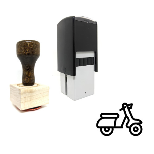 "Motor Scooter" rubber stamp with 3 sample imprints of the image