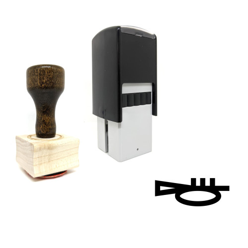 "Trumpet" rubber stamp with 3 sample imprints of the image