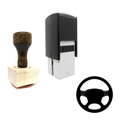 "Steering Wheel" rubber stamp with 3 sample imprints of the image