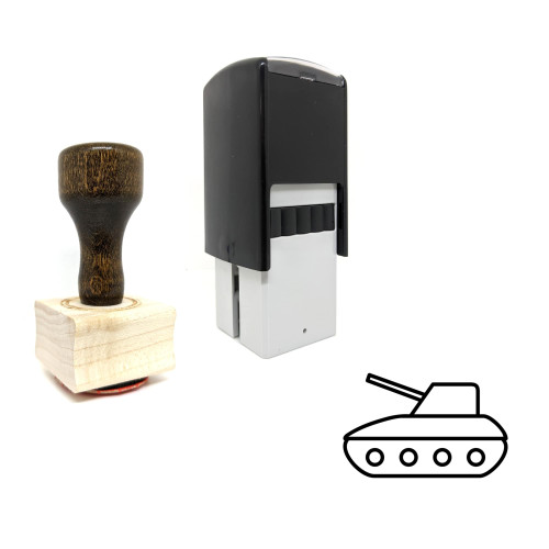 "Tank" rubber stamp with 3 sample imprints of the image