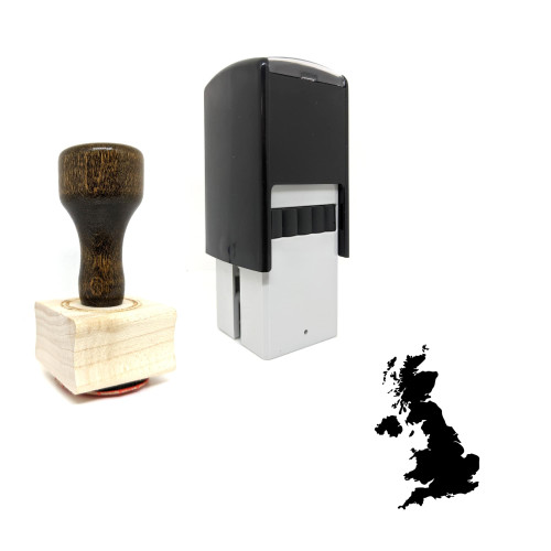 "United Kingdom" rubber stamp with 3 sample imprints of the image