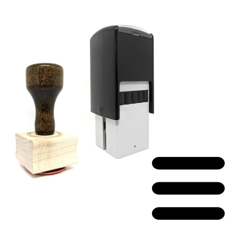 "Hamburger Menu" rubber stamp with 3 sample imprints of the image