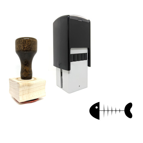 "Fishbones" rubber stamp with 3 sample imprints of the image