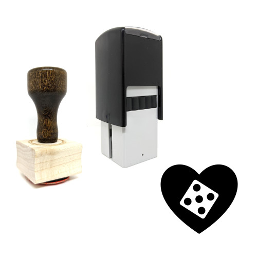 "Dice" rubber stamp with 3 sample imprints of the image