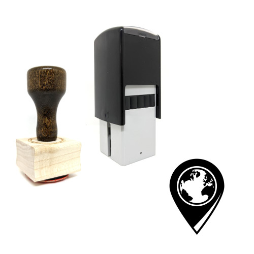 "Map Pin" rubber stamp with 3 sample imprints of the image