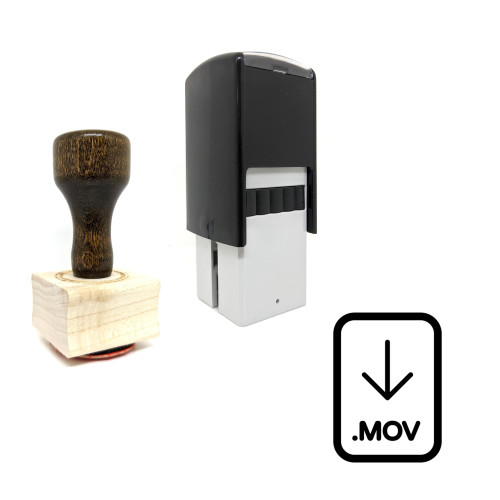 "MOV File" rubber stamp with 3 sample imprints of the image